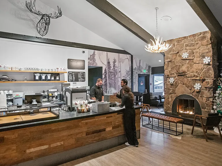 Gravity Haus Interior with Fireplace