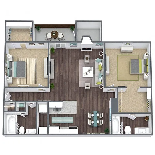 Floor plan B2: 2 Bed 2 Bath