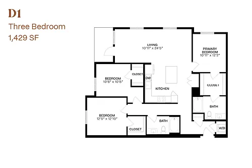 Floor plan Three Bedroom D1