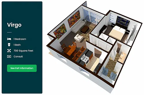 Floor plan 1 Bedroom, 1 Bathroom