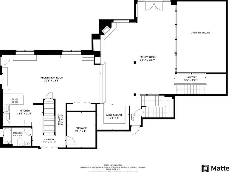 Lower level with 1,789 SQFT of teen gaming and entertainment