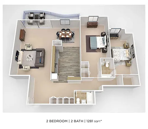 Floor plan PCH 2 Bdrm -B