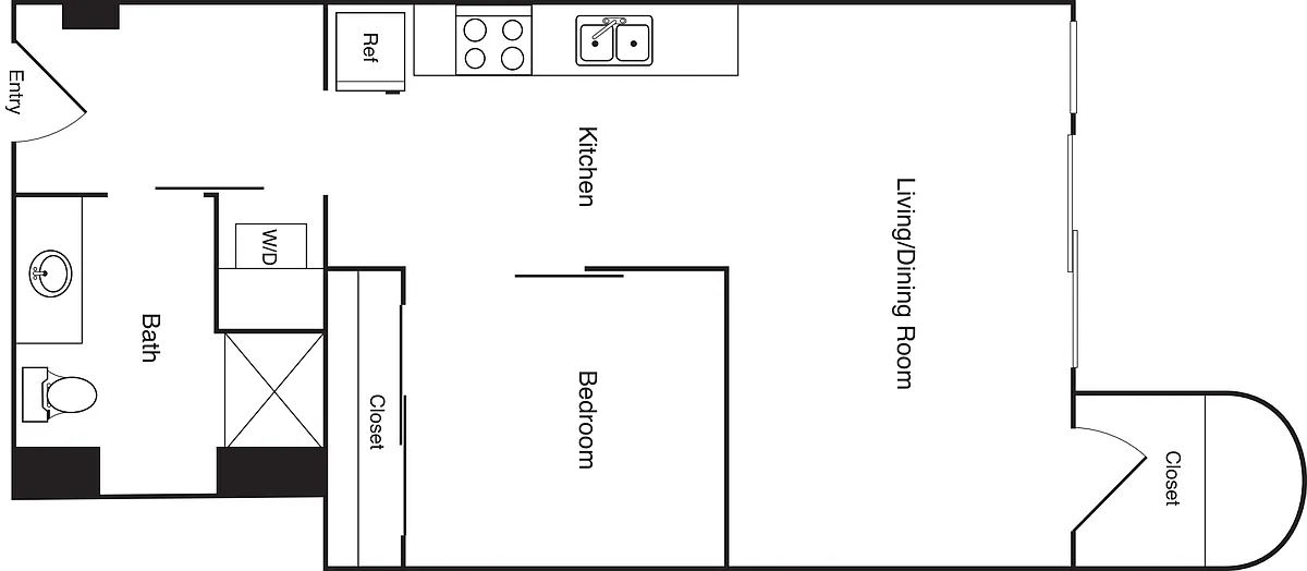 Floor plan 1X1 - B