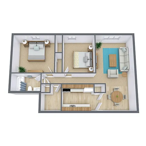 Floor plan Two Bedroom 21A