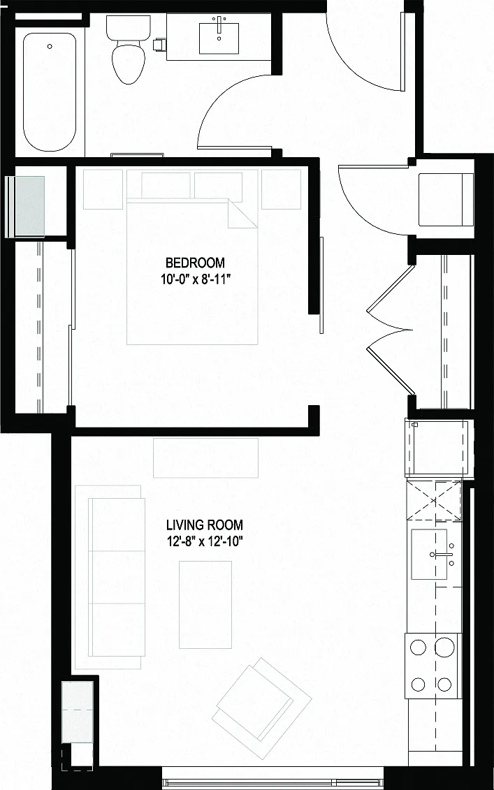 Floor plan One Bedrooms/One Bathrooms (J11)