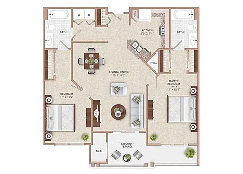 Floor plan TWO BEDROOM TWO BATH