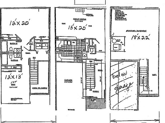 Floorplan of the home. Note the huge 22' x 18' finished basement.