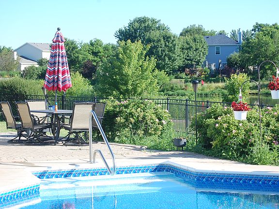 Pool with lake view
