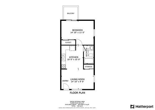 Floor plan 1 Bed 1 Bath