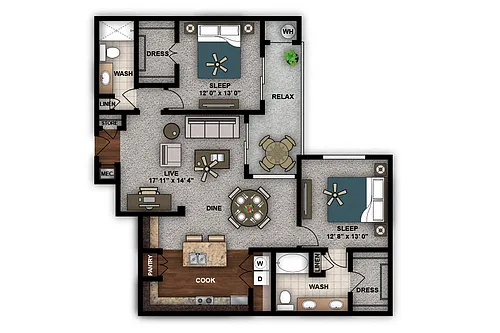 Floor plan Two Bedroom C4