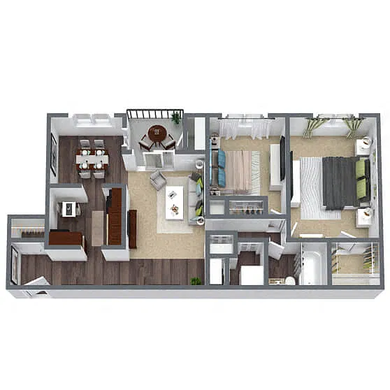 Floor plan B1: 2 Bed 1 Bath