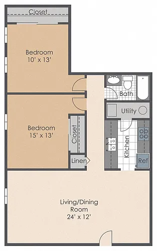 Floor plan Two Bedroom Garden