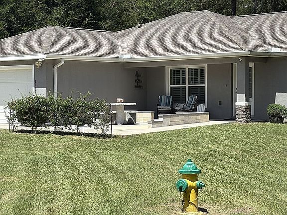 Concrete table and benches. 