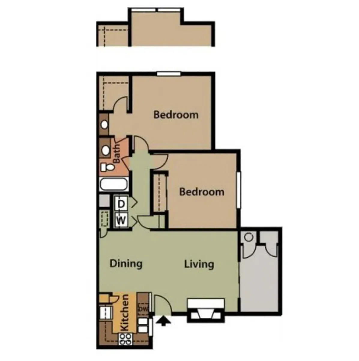 Floor plan 2 Bed 1 Bath C
