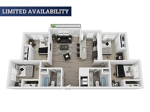 Floor plan 4 BR/2 BA Furnished