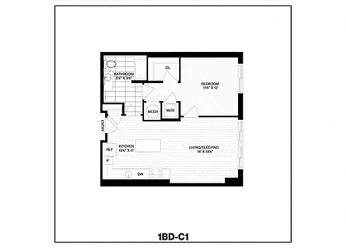 Floor plan 1 Bed/1 Bath-C1