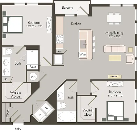 B4 | 2 bed 2 bath | 1162 sq ft B4 | 2 bed 2 bath | 1162 sq ft