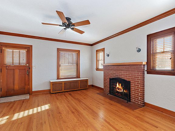 Living Room with wood burning fireplace