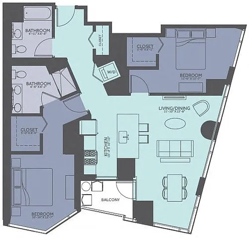 Floor plan 2 Bedroom 10-Tower