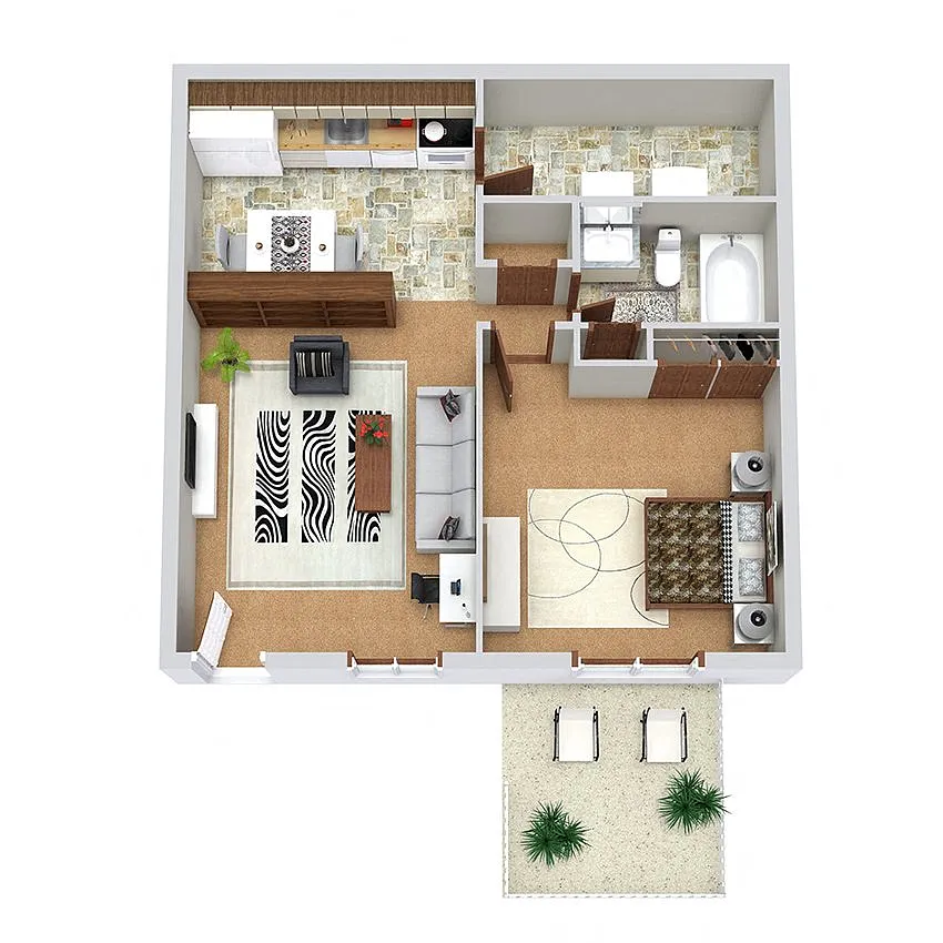 Floor plan 1 Bed | 1 Bath