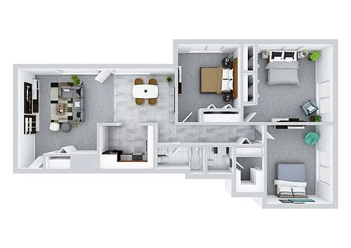 Floor plan 3 Bedroom x 1.5 Bathroom Classic Floor Plan
