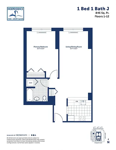 Floor plan 1 Bed 1 Bath J