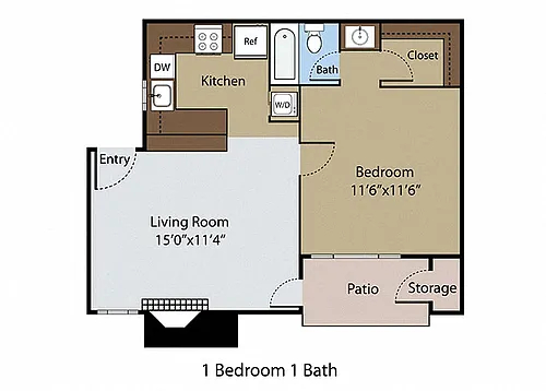 Floor plan 1 BR 1 BA