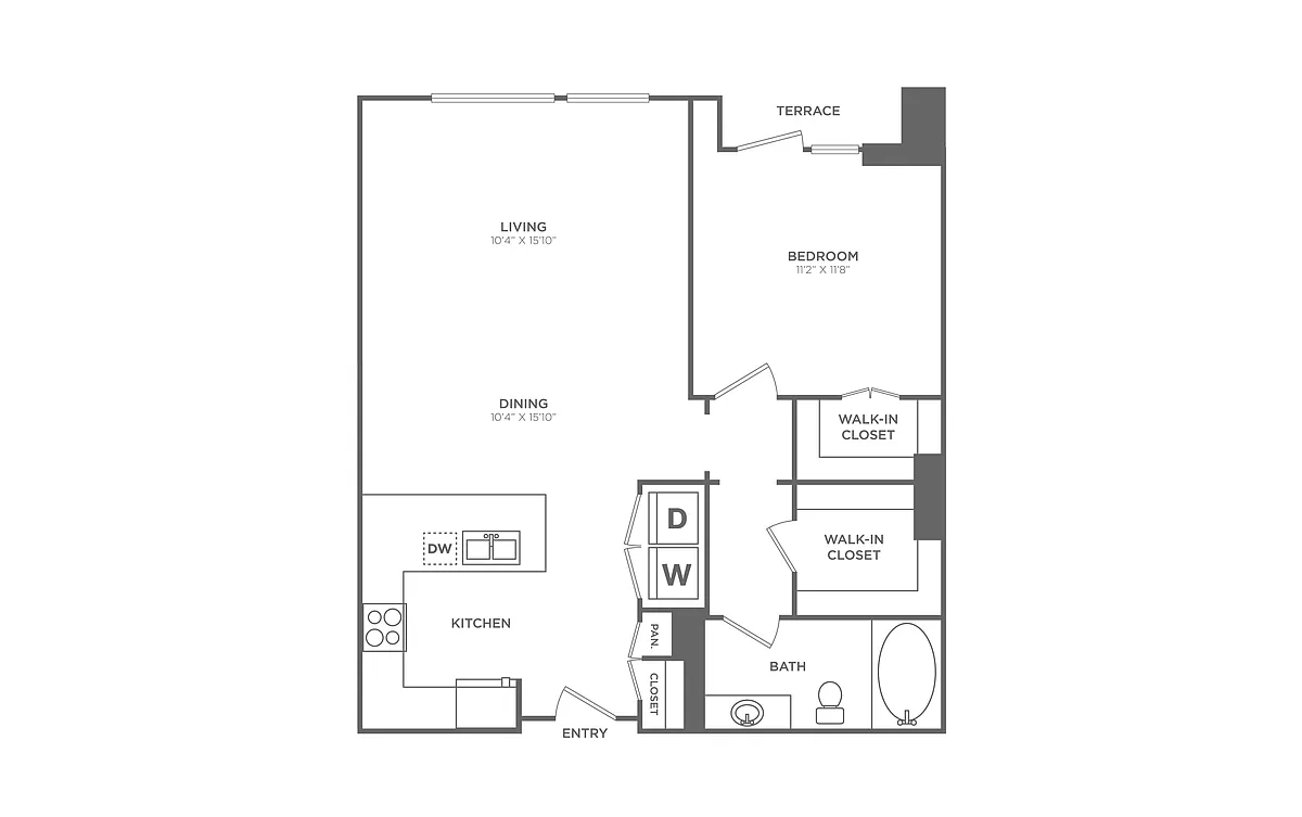 Floor plan 1 Bed/1 Bath - A17