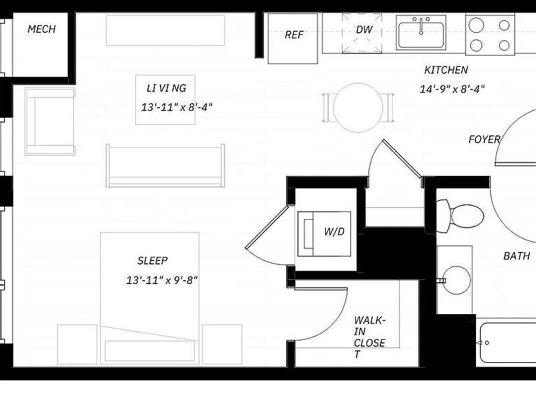 Studio A floor plan District 1860