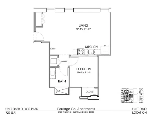 Floor plan c1-739 - 1 bed, 1 bath