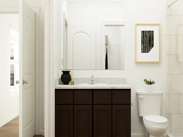 The master bathroom has a step-in shower.
