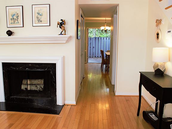 Living room with fireplace and hardwood floors