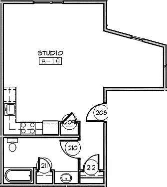 Floor plan Studio, 1 Bathroom