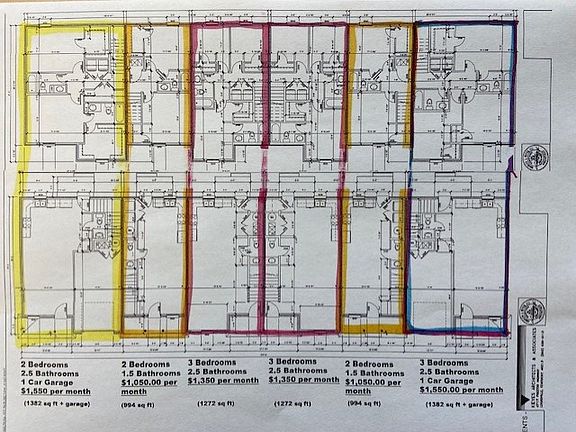 This listing is for one of the two middle units on this floor plan.
