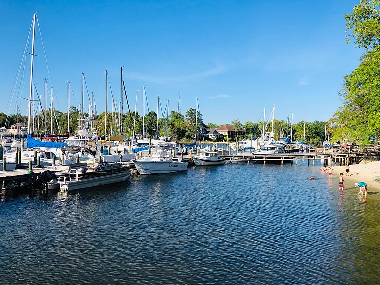 Bluewater Bay Marina, just a mile down the road.