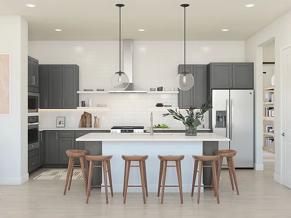 Kitchen with center island and pendant lighting