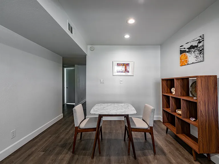 Dining space is open to kitchen.