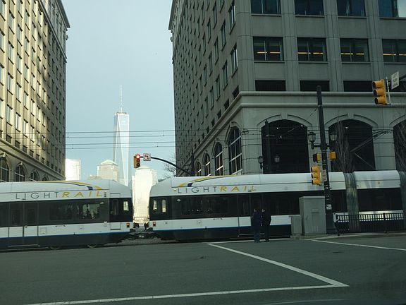 Lightrail and PATH 2 streets away
