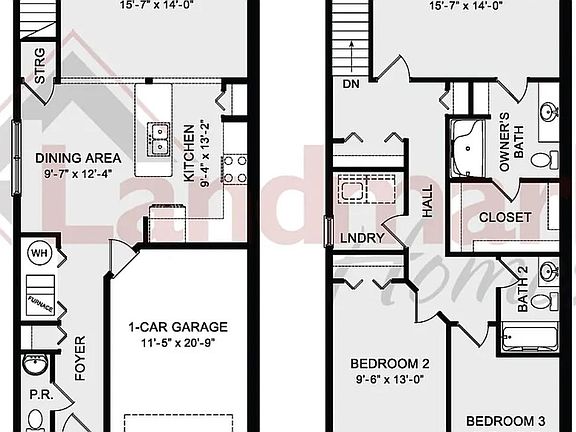 This image is from the builder. Current patio has been extended, and a fence added. See image of back patio view.