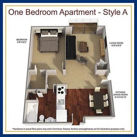 Floor plan One Bedroom Apartments Style A
