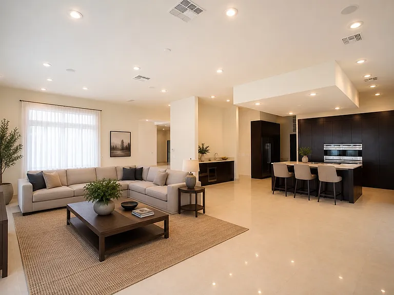 Open-concept family room seamlessly connected to the Wolf & Sub-Zero chef's kitchen.
