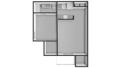 Floor plan 1 Bedroom / 1 Bathroom