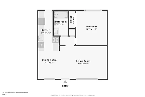 Floor plan Downstairs 1-Bedroom