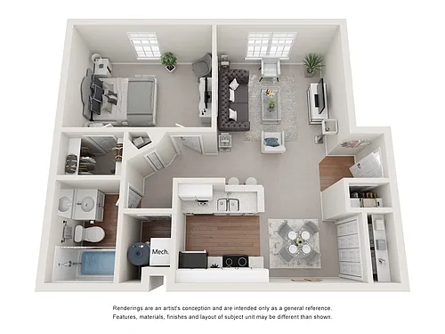 Floor plan One Bed, One Bath