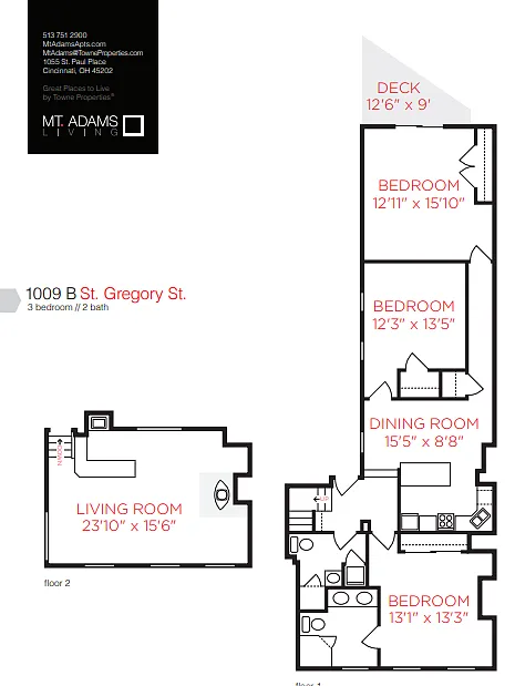 Floor plan St Gregory Street - Three Bedroom
