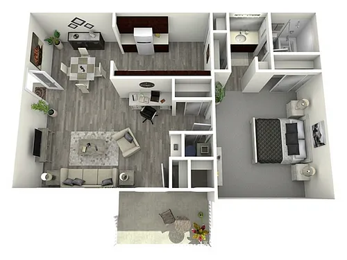 Floor plan 1 Bed, 1 Bath B