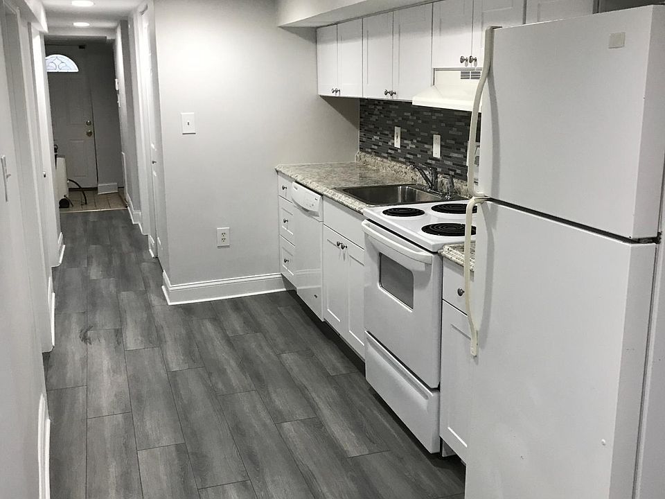 Kitchen and hallway; new induction stove not pictured
