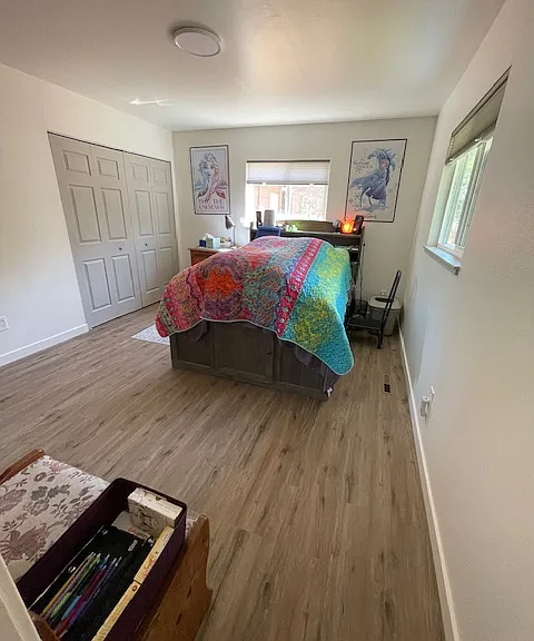Master bedroom from half bath