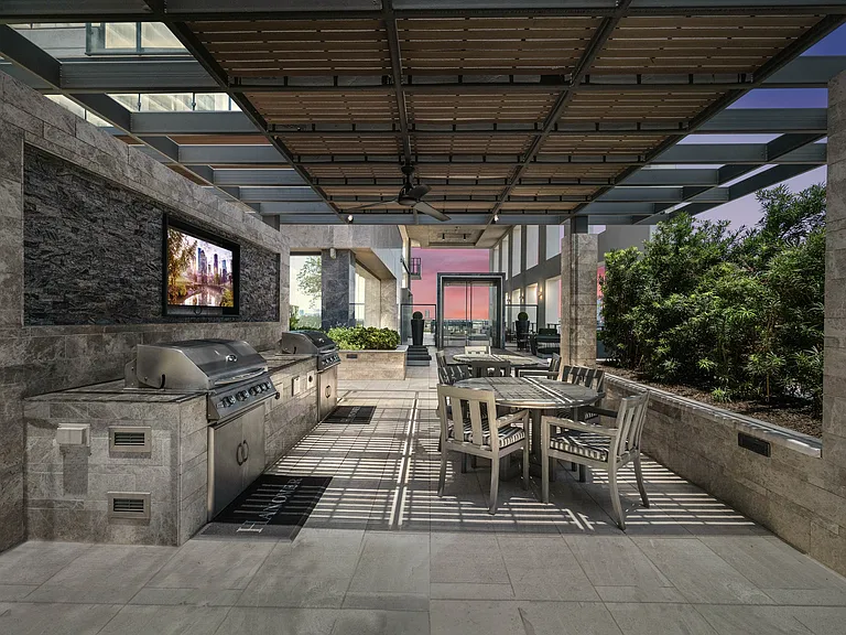 Outdoor grilling and dining areas