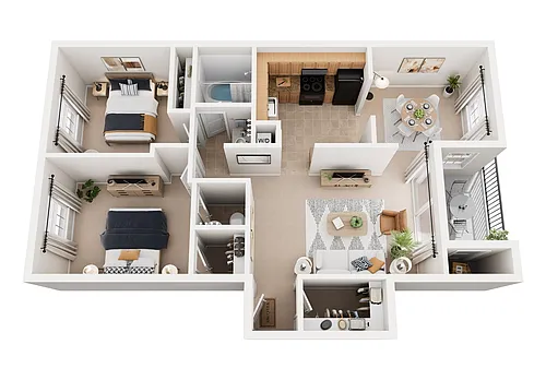 Floor plan 2 Bedroom 1.5 Bath
